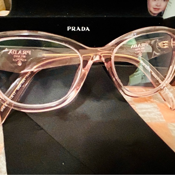 💖 AUTHENTIC Prada Pink Clear Women's Glasses, New with Case and Cloth - Picture 3 of 9